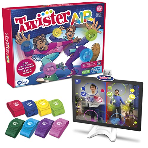 Hasbro Gaming Twister Air Game AR App Play Game with Wrist and Ankle Bands Links to Smart Devices Active Party Games for Kids and Adults Ages + for + Players