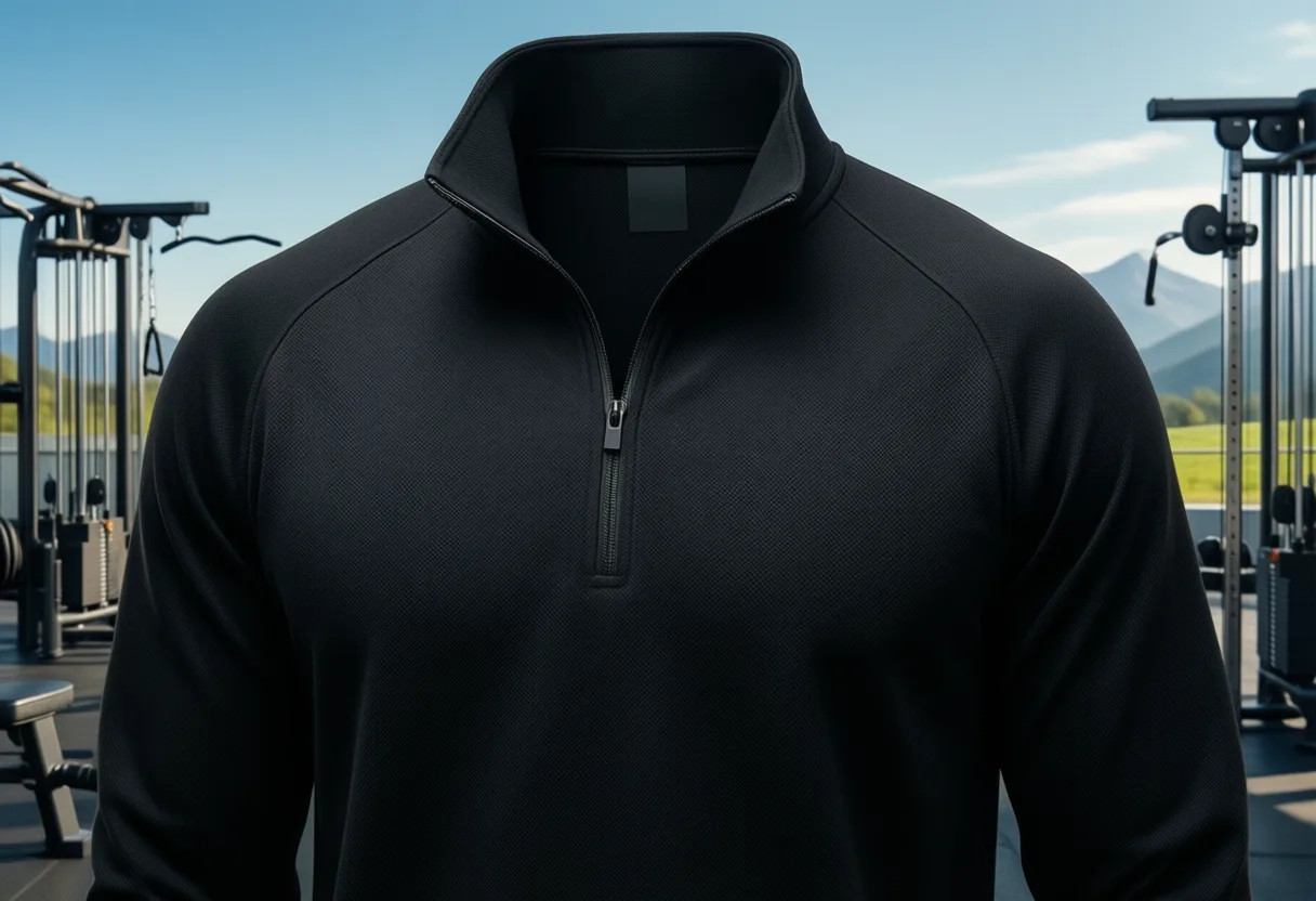 Mens Gym Quarter Zip Black